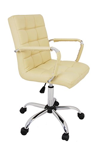 La Silla Española Tenerife Silla con Ruedas, Piel_sintética, Beige, 59x54x101 cm