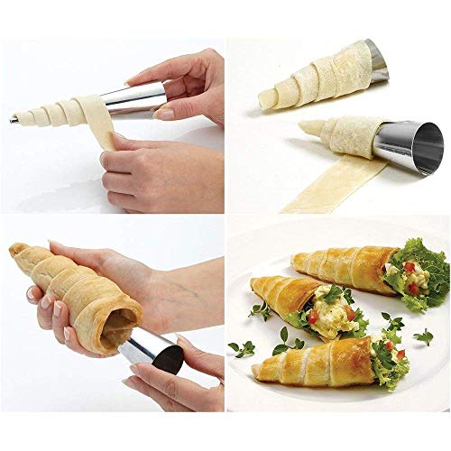 LaceDaisy 20pzs DIY Tubos de Croissants al Horno en Espiral de Acero Inoxidable Rollo de Pastel de Cuerno Molde de Torta Utensilios para Hornear Moldes Cónicos de Cono Croissant de Pastelería Danesa#1