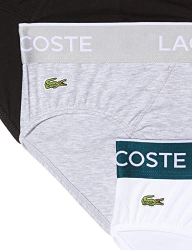 Lacoste Pack De 3 Slips Pantalones, Negro (Noir/Blanc/Argent Chiné Nua), Medium Hombre