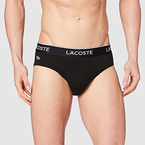 Lacoste Pack De 3 Slips Pantalones, Negro (Noir/Blanc/Argent Chiné Nua), Medium Hombre