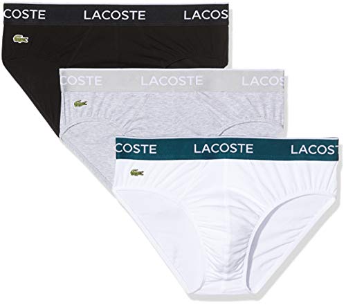 Lacoste Pack De 3 Slips Pantalones, Negro (Noir/Blanc/Argent Chiné Nua), Medium Hombre