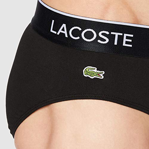 Lacoste Pack De 3 Slips Pantalones, Negro (Noir/Blanc/Argent Chiné Nua), Medium Hombre