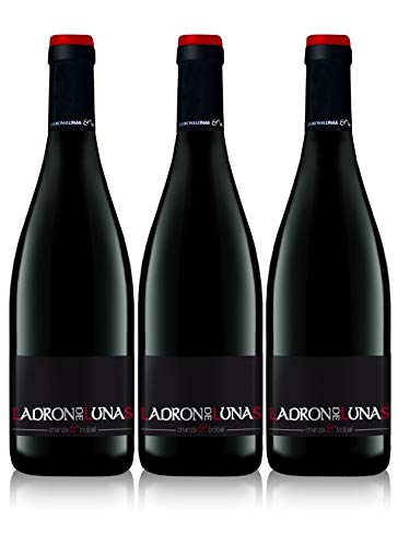 LADRÓN DE LUNAS Vino Tinto Crianza Bobal. D.O Utiel-Requena. Madurado 12 meses en Barrica. 100% Bobal. Botella de 75 Cl (Pack de 3 botellas)