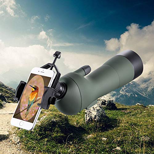 LAKWAR Telescopio Terrestre profesional 20-60X60, Recubrimiento HD, Sistema de Prisma Porro, con Clip de Sujeción Para Teléfono Móvil, Trípode, Conector Para Cámara SLR, para Actividades al Aire Libre