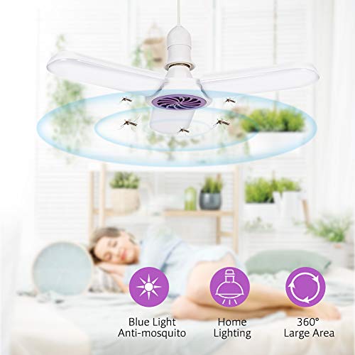 Lámpara Antimosquitos, 2 en 1 Lámpara de Techo LED Luce UV Mosquitera Eléctrica, 45W, 3500LM, 6000K, AC 110-265 V, 365-420nm, para Insectos Mosquito Killer Interior y Exterior