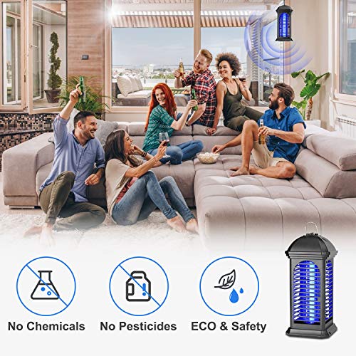 Lámpara Antimosquitos Electrico, 6W UV Lámpara Anti Mosquitos Interior con Cepillo Limpio, Sin Químicos Tóxicos, para Cocina Sala de Estar Dormitorio Oficina Alcance Efectivo 60m²