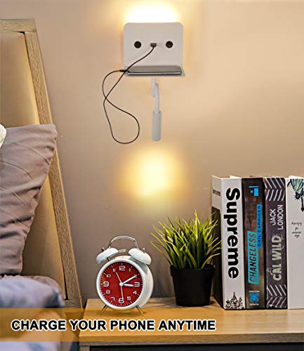 Lampara Aplique Interior Blanco de pared LED Industrial para Lectura arriba abajo 9W orientable carga USB Dormitorio salon luz calido