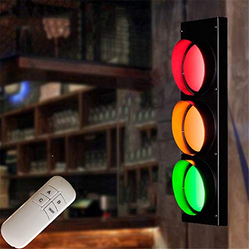 Lámpara de Pared de Semáforo Aplique de Pared Decorativo de Interior Luz de Advertencia de Letrero de Calle Adecuado para Restaurante Dormitorio Escaleras Iluminación con Control Remoto Interruptor