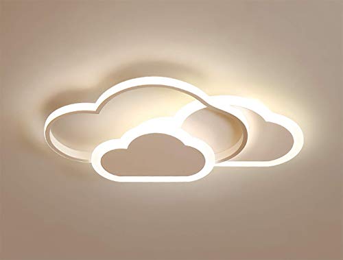 Lámpara de techo LED en forma de nube Lámpara de habitación para chicas Lámpara muy popular entre los niños Lámpara de dormitorio (Luz cálida, Blanco (42 * 25CM)32W)