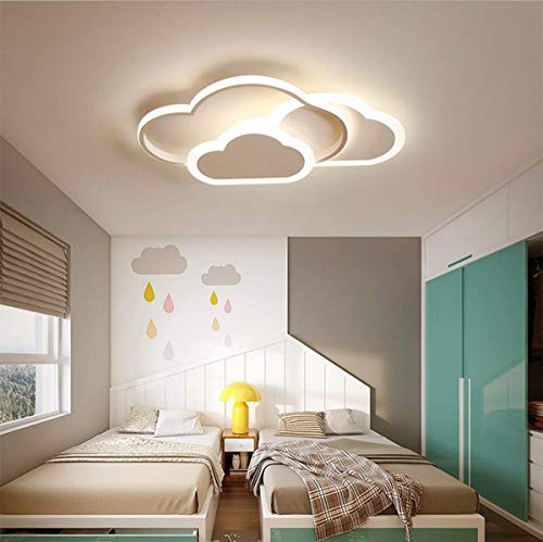 Lámpara de techo LED en forma de nube Lámpara de habitación para chicas Lámpara muy popular entre los niños Lámpara de dormitorio (Luz cálida, Blanco (42 * 25CM)32W)