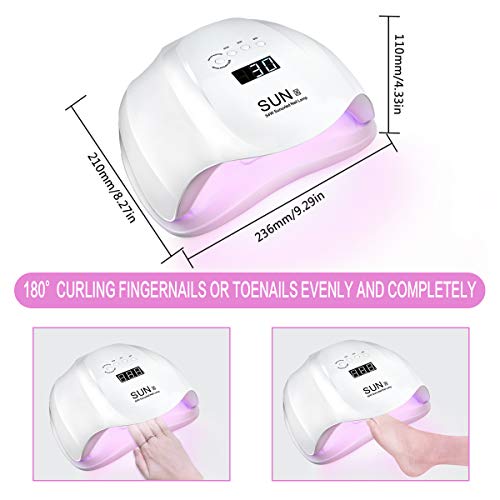 Lámpara LED UV Uñas SKYUV 54W Lámpara Secador de Uñas Profesional LED UV Gel Curado Máquina con 36 Lámparas de Secado Rápido, Temporizador 10s/30s/60s/99s Para Manicura/Pedicura Nail Art en el Hogar