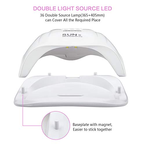 Lámpara LED UV Uñas SKYUV 54W Lámpara Secador de Uñas Profesional LED UV Gel Curado Máquina con 36 Lámparas de Secado Rápido, Temporizador 10s/30s/60s/99s Para Manicura/Pedicura Nail Art en el Hogar