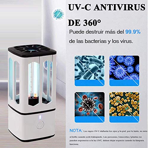 Lámpara Ultravioleta UV, Lámpara de Ozono Carga USB Lámpara UV para Baño/Cocina/Sala/Dormitorio[Clase de eficiencia energética A+]