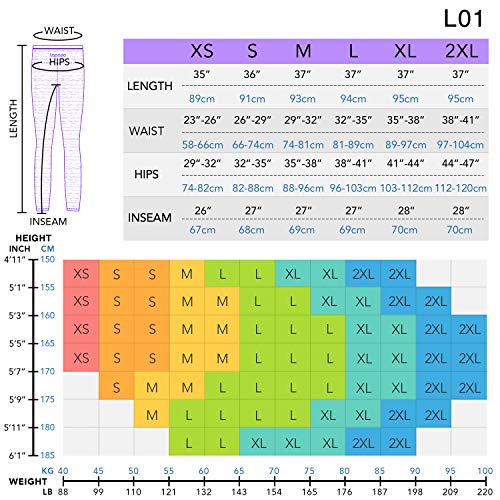 LAPASA Pantalón Deportivo de Mujer, Malla para Running, Yoga y Ejercicio. L01 (1.Space Black, XL/44 (Cintura 82-92, Pernera 67.5 cm))