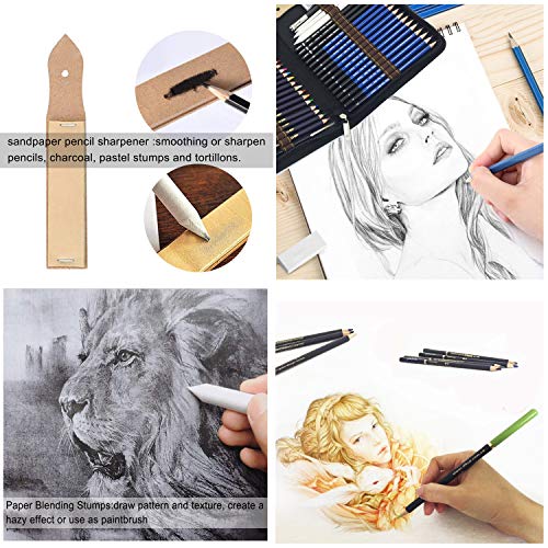 Lapices de Dibujo Profesionales, 72 Piezas Set Lápices de colores y Lápices de Madera, Carbón Grafito Sticks, Herramientas de dibujo - Conjunto Ideal para Artistas, Adultos y Niños