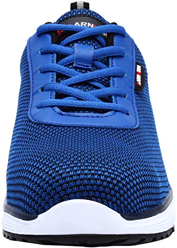 LARNMERN Zapatos de Seguridad Hombres LM30 S1 SRC Zapatillas de Trabajo con Punta de Acero Ultra Liviano Reflectivo Transpirable(43 EU,Azul Marino)