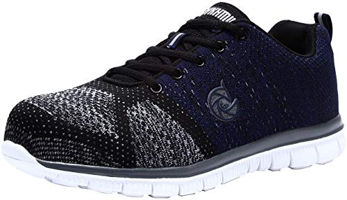 LARNMERN Zapatos de Seguridad para Hombre con Puntera de Acero Zapatillas de Seguridad Trabajo, Calzado de Industrial y Deportiva (40 EU, Azul/Negro)