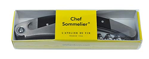 L'Atelier du Vin 095015-1 Chef sacacorchos Sommelier, Stainless Steel, Gris Y Negro, 11x3x1.6 cm