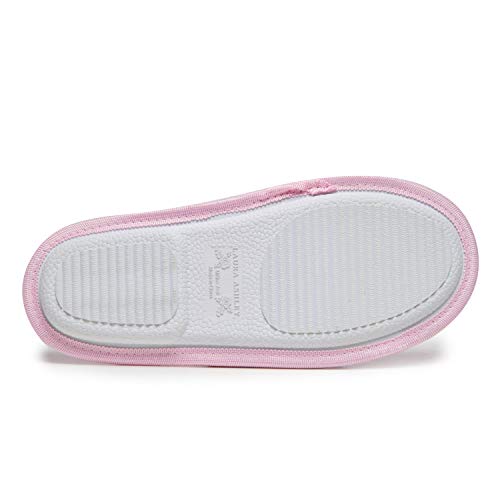 Laura Ashley Ladies Open Toe Plush Terry Slippers (See Colors and Sizes)