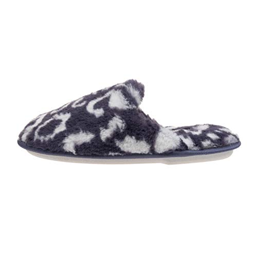 Laura Ashley Pantuflas de felpa con espuma viscoelástica para mujer, Azul (Azul (Blue Animal)), Large