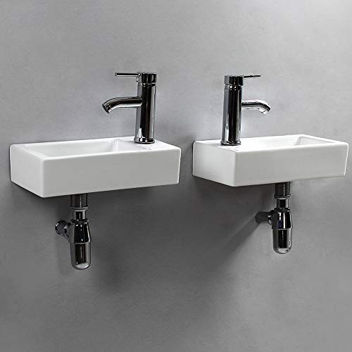 Lavabo de pared para lavabo pequeño rectangular de cerámica