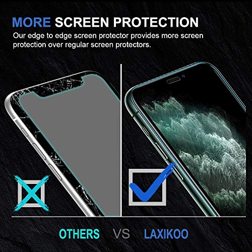 laxikoo Cristal Templado para iPhone 11 Pro Max, [3 Piezas] Protector Pantalla iPhone XS Max Cobertura Completa Sin Burbujas [Marco Instalación Fácil] Alta Definicion Vidrio Templado iPhone 11 Pro Max