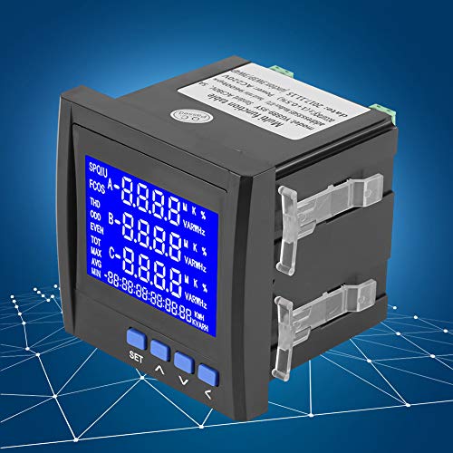 Lazmin Medidor de parámetro eléctrico Multifuncional trifásico, LCD Digital Volt Watt Power Energía Medidor de frecuencia Kwh Amperímetro Voltímetro