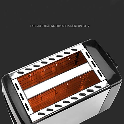 L.BAN Tostadora automática, tostadora con 2 Ranuras de Ancho Ancho para hasta 4 Discos, 6 peldaños de Seda con Rollo Caliente para Croissants, Bagels