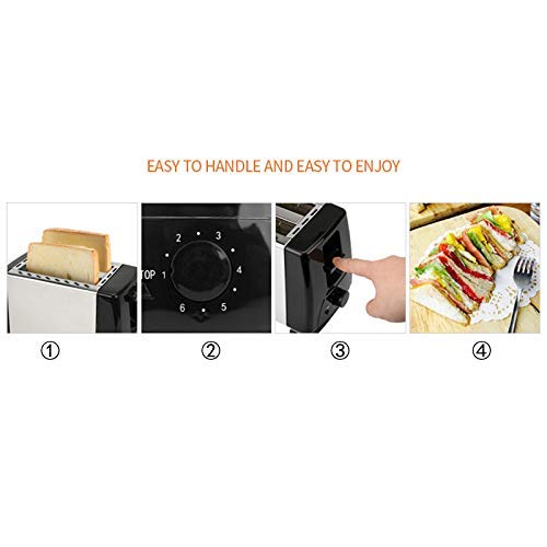 L.BAN Tostadora automática, tostadora con 2 Ranuras de Ancho Ancho para hasta 4 Discos, 6 peldaños de Seda con Rollo Caliente para Croissants, Bagels