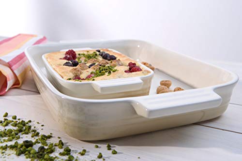 LE CREUSET Bandeja Rectangular, para 6 porciones, Cerámica de gres, Beige (Crema), 32 cm