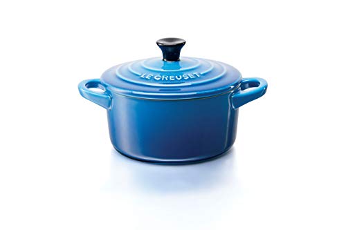 Le Creuset Mini cocotte, Redonda, 200 ml, 10 x 5 cm, Cerámica de gres, Azul Marseille