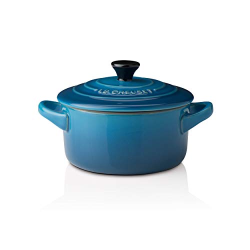 Le Creuset Mini cocotte, Redonda, 200 ml, 10 x 5 cm, Cerámica de gres, Azul Marseille