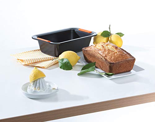 Le Creuset Molde antiadherente para plum cake, Rectangular, 30 x 11.5 x 7 cm, Libre de PFOA, Resistente a ácidos, Revestimiento de acero al carbono, Gris y Naranja