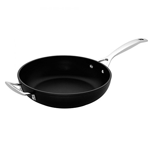 Le Creuset Sartén de aluminio antiadherente con asa y mango, alta, Ø 26 cm, libre de PFOA, para todas las fuentes de calor, incluso la inducción, antracita/plateado