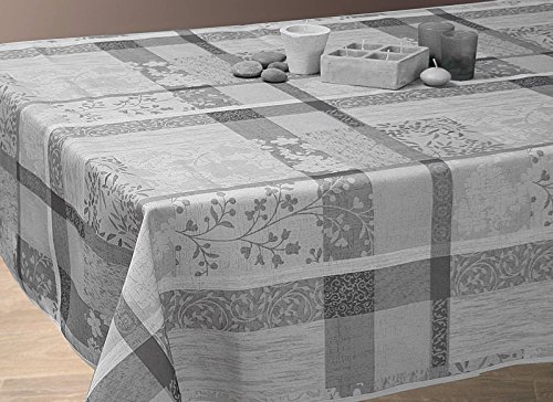 Le linge de Jules Mantel Antimanchas Jacquard Gris – Tamaño: Rectangular, 150 x 240 cm