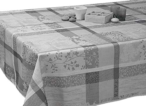 Le linge de Jules Mantel Antimanchas Jacquard Gris – Tamaño: Rectangular, 150 x 240 cm