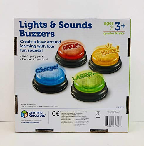 Learning Resources- Botones de Respuesta con luz y Sonido, Set de 4, Color (LER3776)