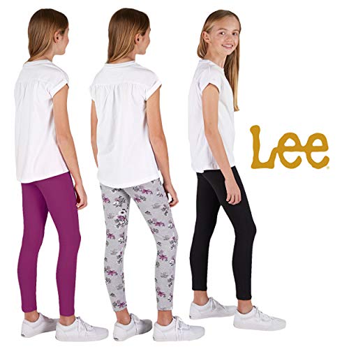 LEE 3 Pack Leggings for Girls | A Stylish Mix of Solid Color or Prints, Super Soft Pull on Leggings for All Day Comfort | Size 6X