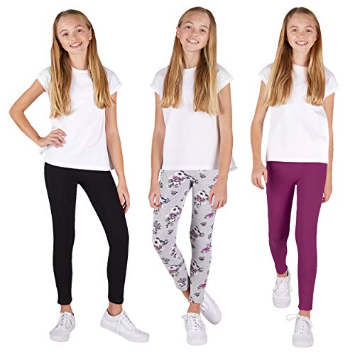 LEE 3 Pack Leggings for Girls | A Stylish Mix of Solid Color or Prints, Super Soft Pull on Leggings for All Day Comfort | Size 6X