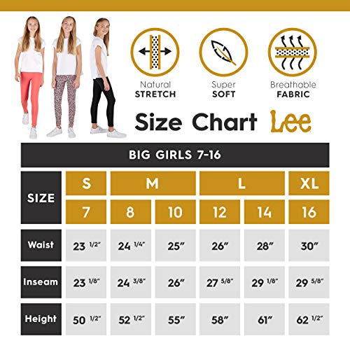 LEE 3 Pack Leggings for Girls | A Stylish Mix of Solid Color or Prints, Super Soft Pull on Leggings for All Day Comfort | Size 6X