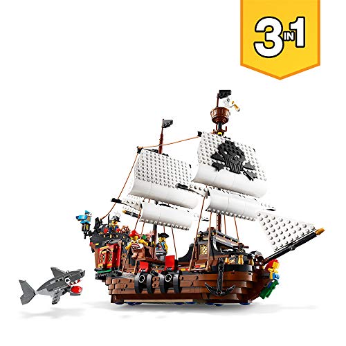 LEGO Creator Vehicles Creator 3en1 Barco Pirata, Set de Juego Posada e Isla Calavera, multicolor (Lego ES 31109)