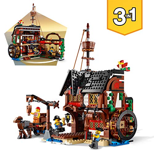 LEGO Creator Vehicles Creator 3en1 Barco Pirata, Set de Juego Posada e Isla Calavera, multicolor (Lego ES 31109)