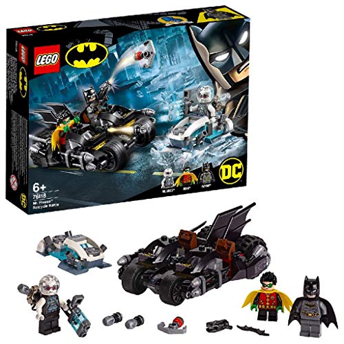 LEGO Super Heroes - Batalla en la Batmoto contra Mr. Freeze Juguete de construcción de Aventuras de superhéroes, incluye Motocicleta de Batman y Figura de un Supervillano, Novedad 2019 (76118)