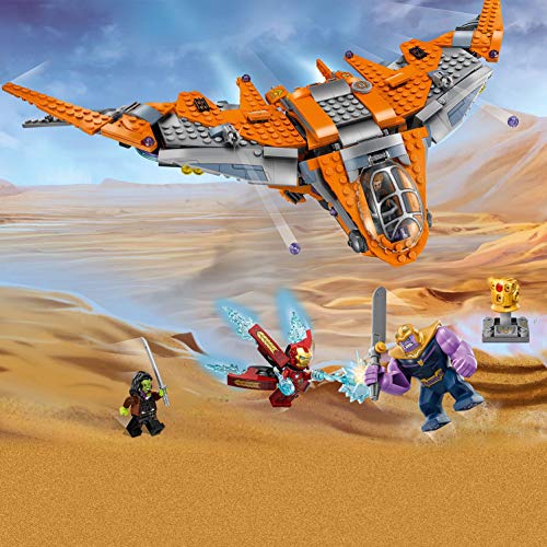 LEGO Super Heroes Thanos: Batalla definitiva, construcción con Nave de Juguete de los Vengadores, Incluye Minifiguras de Iron-Man, Gamora y Star-Lord (76107)