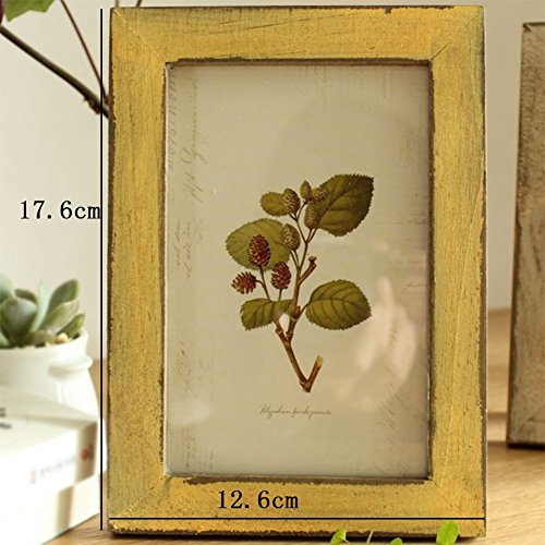 Leisial Marcos de Madera Estilo Vintage Marco de Fotos para Decoracion de Casa Foto de Boda Fotos de Paisajes Amarillo,17.6 * 12.6cm