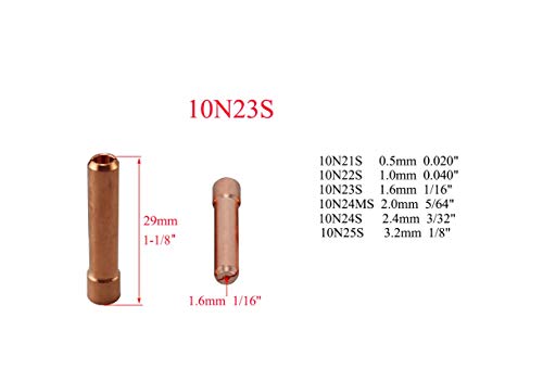 Lente de gas TIG de 1,6 mm 2,4 mm Kit de consumibles de la taza Pyrex para WP SR 17 18 y 26 Antorcha de soldadura TIG, 16 piezas