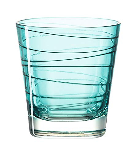 Leonardo 018231 Vario – Juego de 6 Vasos pequeños Struttura Laguna, Cristal, Turquesa, 8.30 X 8.30 X 9 Cm, 6 Unidades