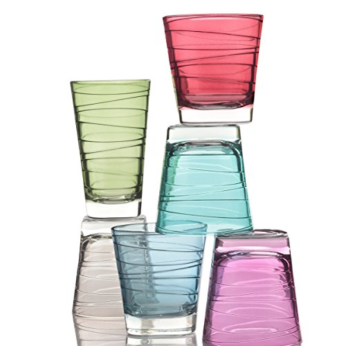 Leonardo 018231 Vario – Juego de 6 Vasos pequeños Struttura Laguna, Cristal, Turquesa, 8.30 X 8.30 X 9 Cm, 6 Unidades