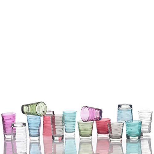 Leonardo 018231 Vario – Juego de 6 Vasos pequeños Struttura Laguna, Cristal, Turquesa, 8.30 X 8.30 X 9 Cm, 6 Unidades