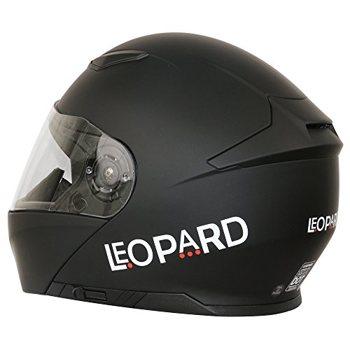 Leopard LEO-888 Doble Visera Casco Moto Modular ECE 22-05 Homologado Negro Mate XS (53-54cm) para Motocicleta Bicicleta Scooter Cascos de Moto Modulares Mujer y Hombre